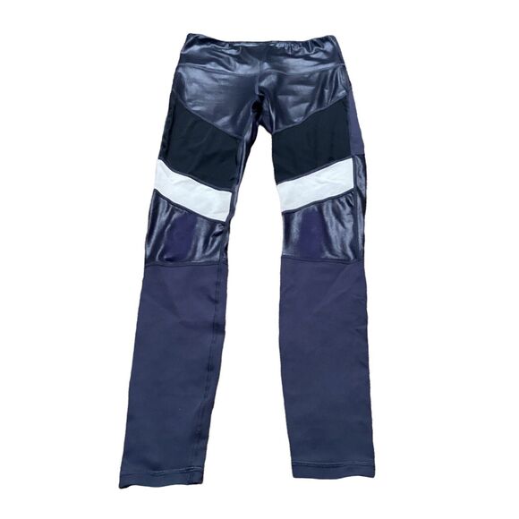 Vimmia Pants - Vimmia Womens Leggings Navy Mesh Stripe Compression Size Small S